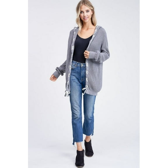 PAPERMOON Hazel Laced Detail Hooded Sweater Cardigan