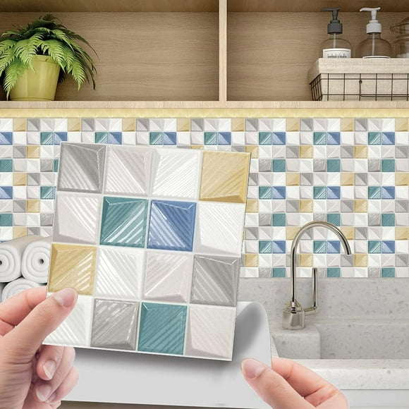30-Sheet Peel and Stick Tile Backsplash for Kitchen Wall, Self Adhesive Backsplash Tile Stickers, Mosaic Tiles, 3D Brick Wallpaper Suitable for Bathroom, Camper, Countertop, Ceramic Tile and Marble.