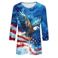 thumbnail image 5 of FAVIPT Womens American Flag Shirt Casual Loose Summer 2025 Shirts 4th of July Stars and Stripes Print Tees 3/4 Sleeve Round Neck Shirts Multicolor,L, 5 of 5