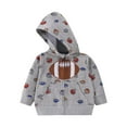 thumbnail image 2 of fnnxnal Toddler Football Zip-Up Hoodie, Gray, 2-3 T - Helmet & Ball Print with Front Pockets, Sports Themed Casual Wear, 2 of 3