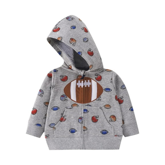 ZACPNCV Toddler Kids Hoodie Sweatshirt Fall Clothes Boys Hooded Jacket Gray 18-24 Months