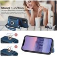 thumbnail image 4 of 12 Pro Max Phone Case,Card Holder Wallet Stand for iPhone 12 Pro Max Case,Ring Holder,RFID-Blocking,Wrist Strap,Camera Protector,Leather Shockproof Protective  Flip Cover Cases (Blue), 4 of 14