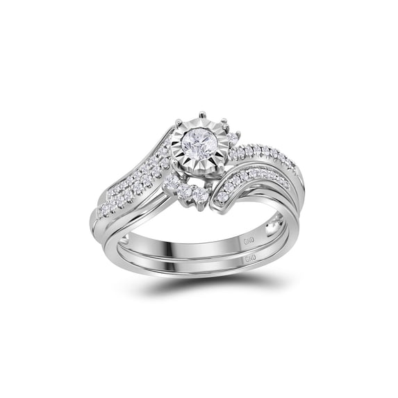 Diamond Princess 14kt White Gold Round Diamond Bridal Wedding Ring Band Set 3/8 Cttw