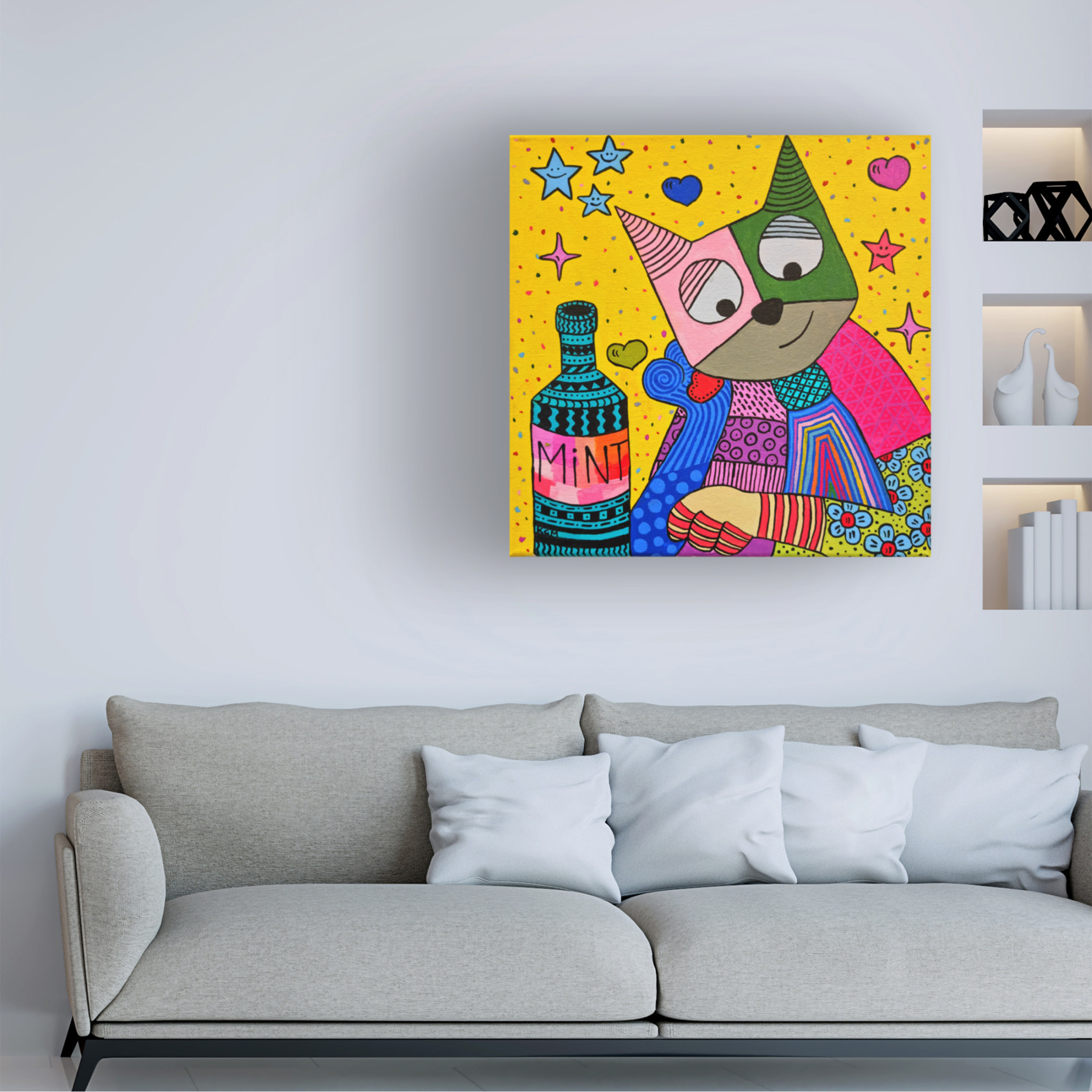 Trademark Fine Art Gulnara Khamitova Cat and bottle of mint Canvas Wall Art