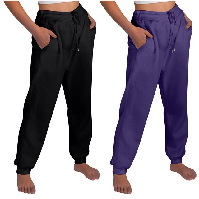 BADHUB 2PC Sweatpants for Women Men Baggy Loose Elastic Waisted Pants Drawstring Active Athletic Lounge Trousers Fall Spring Long Track Pants with Pockets on Sales Purple,L