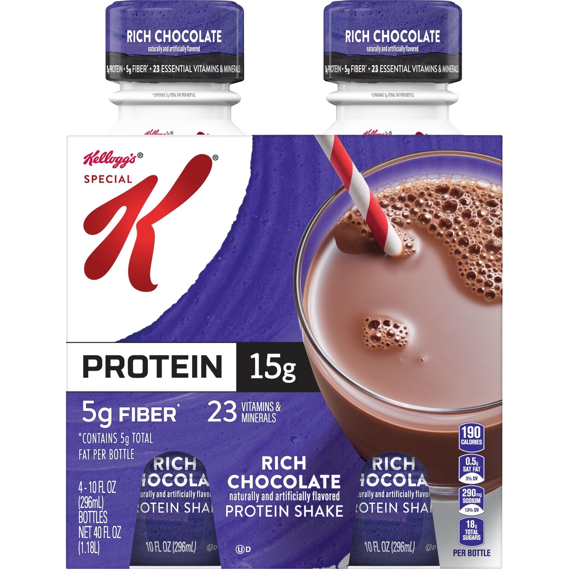 (3 pack) Kellogg's Special K Rich Chocolate Protein Shakes, Gluten Free, 40 oz, 4 Count
