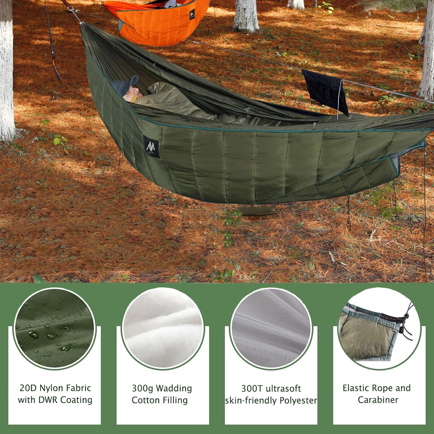 Ultralight Hammock Underquilt, Portable Large Single & Double Camping Quilt for Hammocks Great for Outdoor Hiking Backpacking Travel