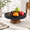 Black, variant on Black Mango Wood Pedestal Fruit Bowl, 12 Inch Diameter Decorative Centerpiece