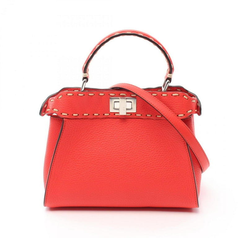 Pre Owned FENDI Peekaboo Selleria Handbag Bag Leather Women s Red 8BN244 Good Walmart