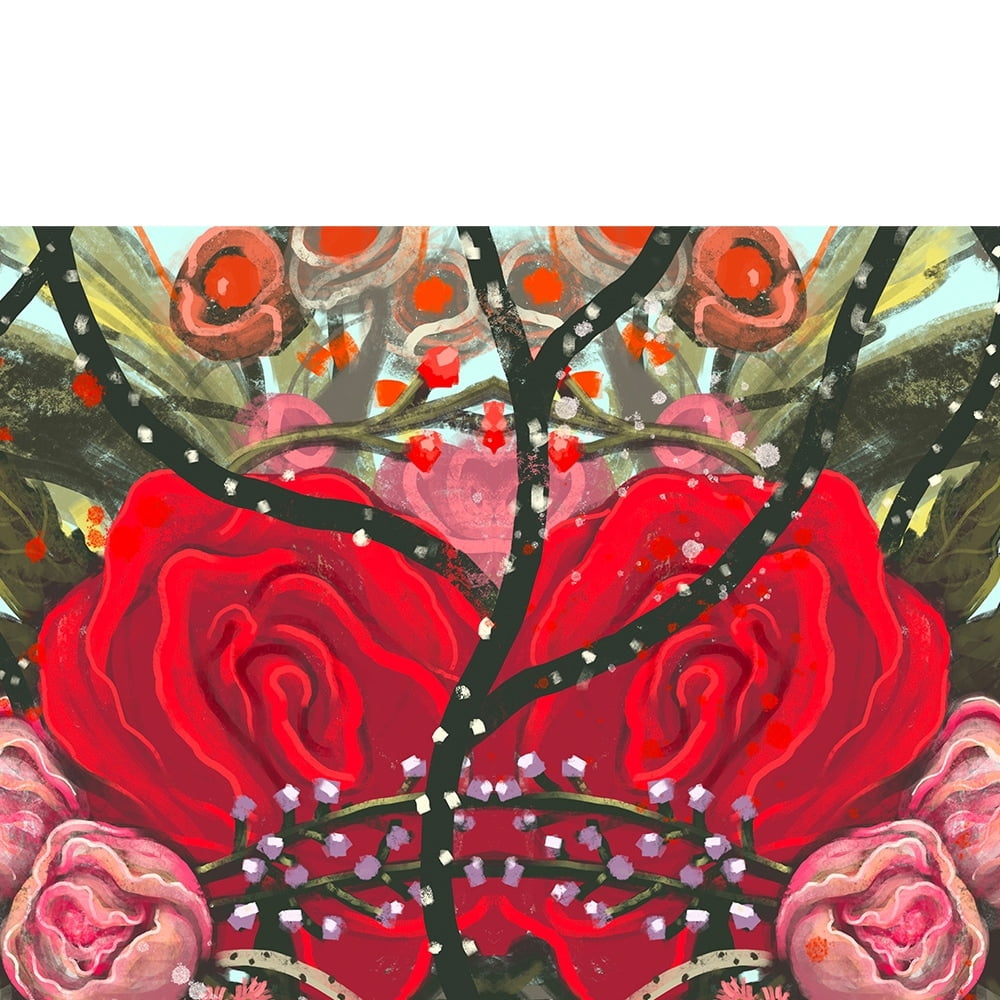 Beauty from Within Flowerhead -14"x14" Canvas Artwork - Multi-Color 30 x 30