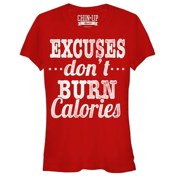 Junior's CHIN UP Burn Calories  Graphic Tee Red Large