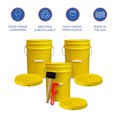thumbnail image 4 of 5 Gallon Plastic Bucket with Airtight Lid, Heavy Duty 90 Mil All Purpose Pail with One 12' Rubber Mallet and One Lid Opener for Soup, Kitchen Storage, Meal Prep, Flour, Deli Meats, 3 Pack, Yellow, 4 of 5