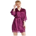 thumbnail image 2 of LYMAYTER Women's ‌Bride Robe Bridal Robe Lace Trim Kimono Soft Satin Party Sleepwear Bathrobe, 2 of 8