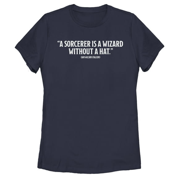Women's Marvel The Falcon and the Winter Soldier Wizard Without a Hat Graphic Tee Navy Blue Large