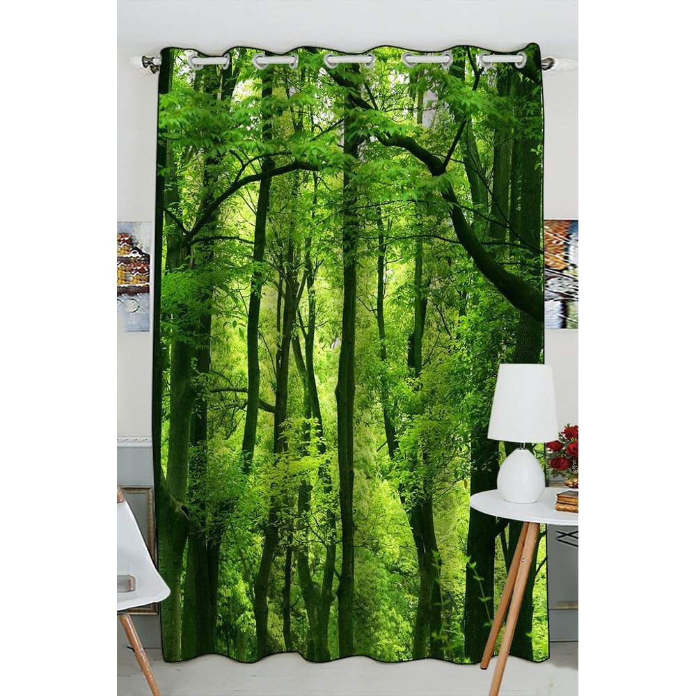 GCKG Dream Amazing Beautiful Fresh Green Forest Window Curtain Kitchen