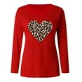 thumbnail image 3 of Kayannuo Clearance Fall Clothes For Women Women Valentine's Day Casual Long Sleeve O Neck Leopard Print Heart-shaped Top Red, 3 of 4