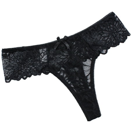 YWDJ Lace Underwear for Women Women Lace See-Through Breathable Thongs Briefs Panties Lingerie Underwear Black S