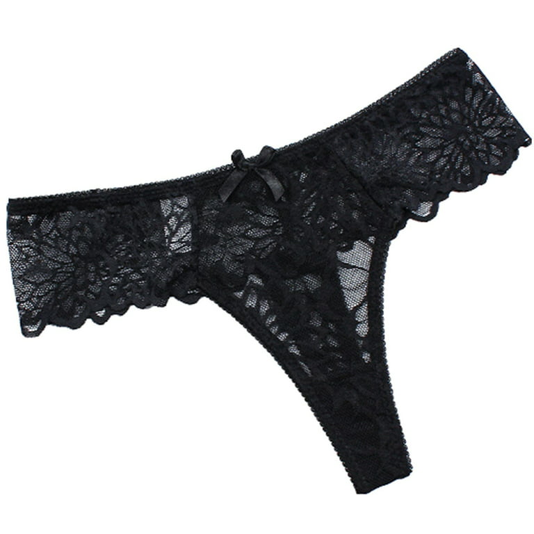YWDJ Lace Underwear for Women Women Lace See-Through Breathable Thongs  Briefs Panties Lingerie Underwear Black S