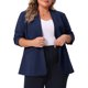 thumbnail image 4 of Blazer sin cuello de mujer Agnes Orinda en tallas grandes, con botones, manga larga, casual de negocios, con bolsillos, 2X azul marino, 4 of 6