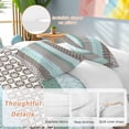 thumbnail image 2 of 3 Piece Boho Geometric Duvet Cover Set Twin Size, Microfiber Comforter/Quilt Cover with Corner Ties and 2 Pillowcases, Turquoise Green Brown Tribal Stripes All Season Soft Bedding with Zipper Closure, 2 of 8