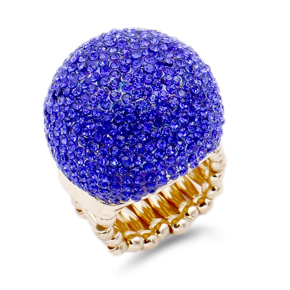 Lavencious Snowball Rhinestone Cocktail Stretch Ring Party Ring for Women Free Sizes
