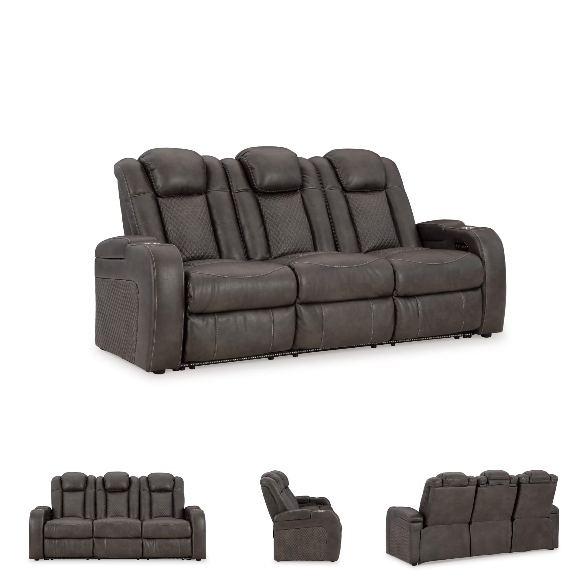 Signature Design by Ashley Fyne-Dyme Brown Power Reclining Sofa