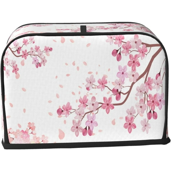 2 Slice Toaster Cover Cherry Blossom Pink Flower Small Kitchen Appliance Dust-Proof Covers With Loop Bread Maker Cover