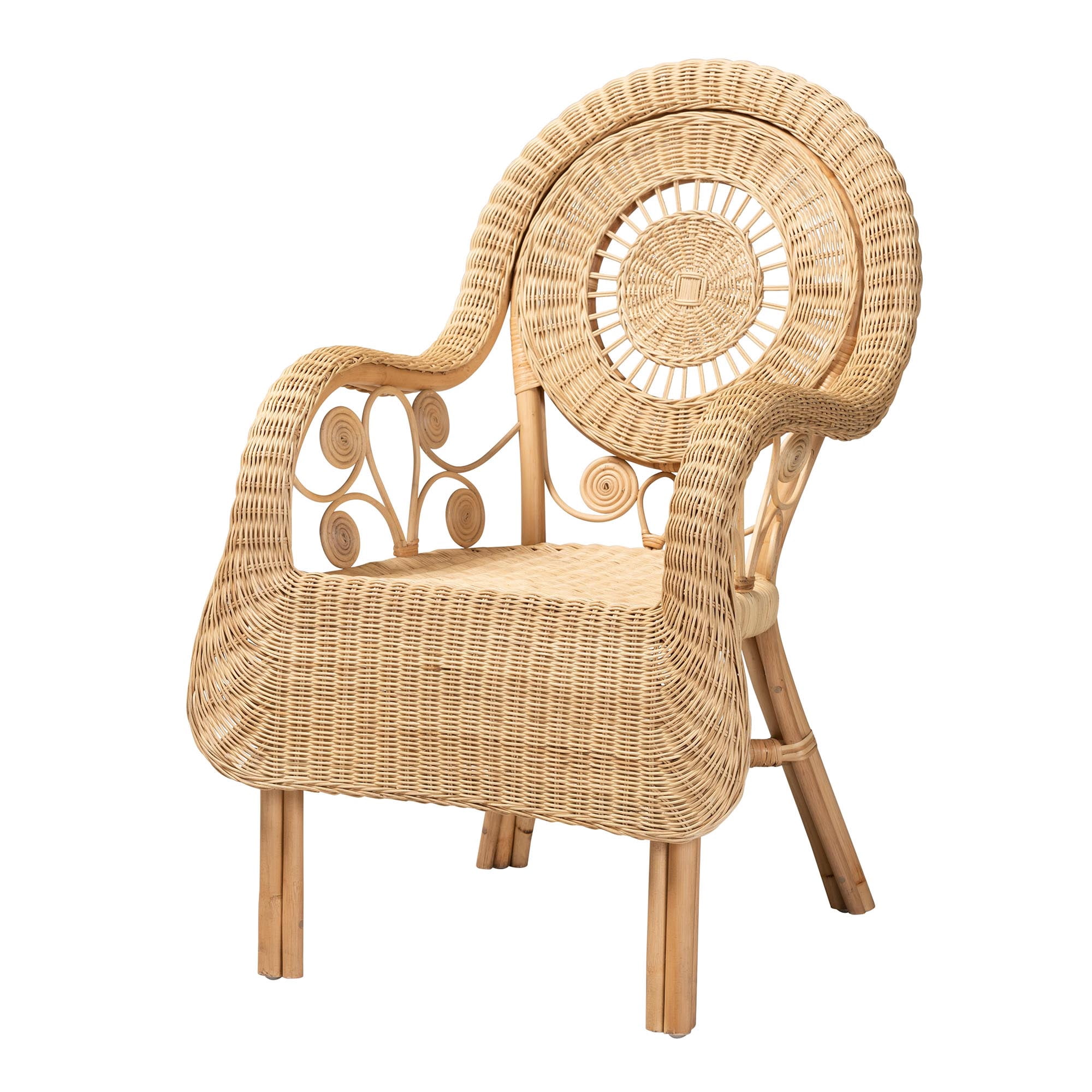 bali & pari Putri Rattan BOHO Accent Chair, Natural Brown