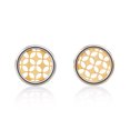 thumbnail image 1 of Aretes de oro 14k GIALLO Broquel Sello de Arlequin Oro amarillo mate y oro blanco brillante, 1 of 4