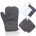 thumbnail image 1 of Mitones de horno resistentes al calor con agarre de silicona perfecto para hornear cocina, rejilla pequeña gris oscuro 2X Feliz Sencillez, 1 of 5