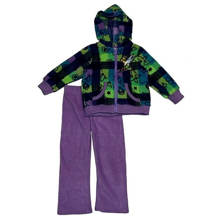 

Disney Little Girls Toddler 2 Piece Plaid Tinkerbell Polar Fleece Set Purple - Open 4T