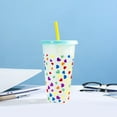 thumbnail image 4 of AKEGAMN Creative Water Cup Heart Shape Cup PP Plastic Straw Cup Heart Shape Plastic Transparent Straw Cup 710ml Cold Change Temperature Sensitive Plastic Cup, 4 of 5