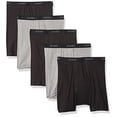 thumbnail image 2 of Hanes Ultimate Men's Cotton Boxer Briefs-Multiple Packs and Colors, 5 Pack-Black/Gray Assorted, Large, 2 of 2