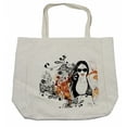 thumbnail image 1 of Feminine Shopping Bag, Party Girl Glasses with Flowers Blossoms Ornamental Patterns Background Image, Eco-Friendly Reusable Bag for Groceries Beach and More, 15.5" X 14.5", Cream, by Ambesonne, 1 of 2