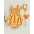 thumbnail image 2 of Wassery 3-6 M Polyester Sleeveless Frill Smocked Romper with Headband Set, Yellow, 2 Pack, 2 of 9