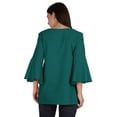 thumbnail image 3 of Moomaya Bell Sleeve Cotton Tunic For Womens V-neck Plain Summer Schiffli Top, 3 of 8