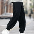 thumbnail image 6 of TFEOQRY Workout Pants for Men Casual Solid Color Full Length Pants Medium Waist Athletic Pants Black, 6 of 7