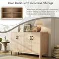 thumbnail image 3 of Euroco 59" Farmhouse Buffet Cabinet with Natural Distressed Finish,Accent Wood Sideboard Coffee Bar Station Table for Kitchen Living Room,Natural, 3 of 9