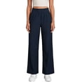thumbnail image 2 of Dolkfu Regular Going Out Pants Blue Minimalist Straight-Leg High-Waist Joggers Pants Solid Elastic Waist Modern Outdoor Pants Navy,S, 2 of 5