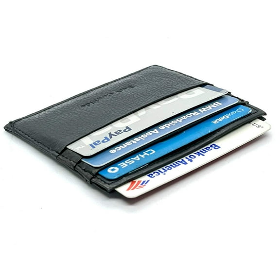 Black Genuine Leather Men's Wallet ID Credit Card Thin Holder Minimalist Ultra Thin Billfold