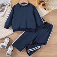 thumbnail image 2 of NOLDARES Baby Boy Waffle Clothes Fall Winter Long Sleeve Sweatshirt with Pants Set Toddler Cute Truck Embroidery Outfits Size:6-7 Y,Navy, 2 of 6