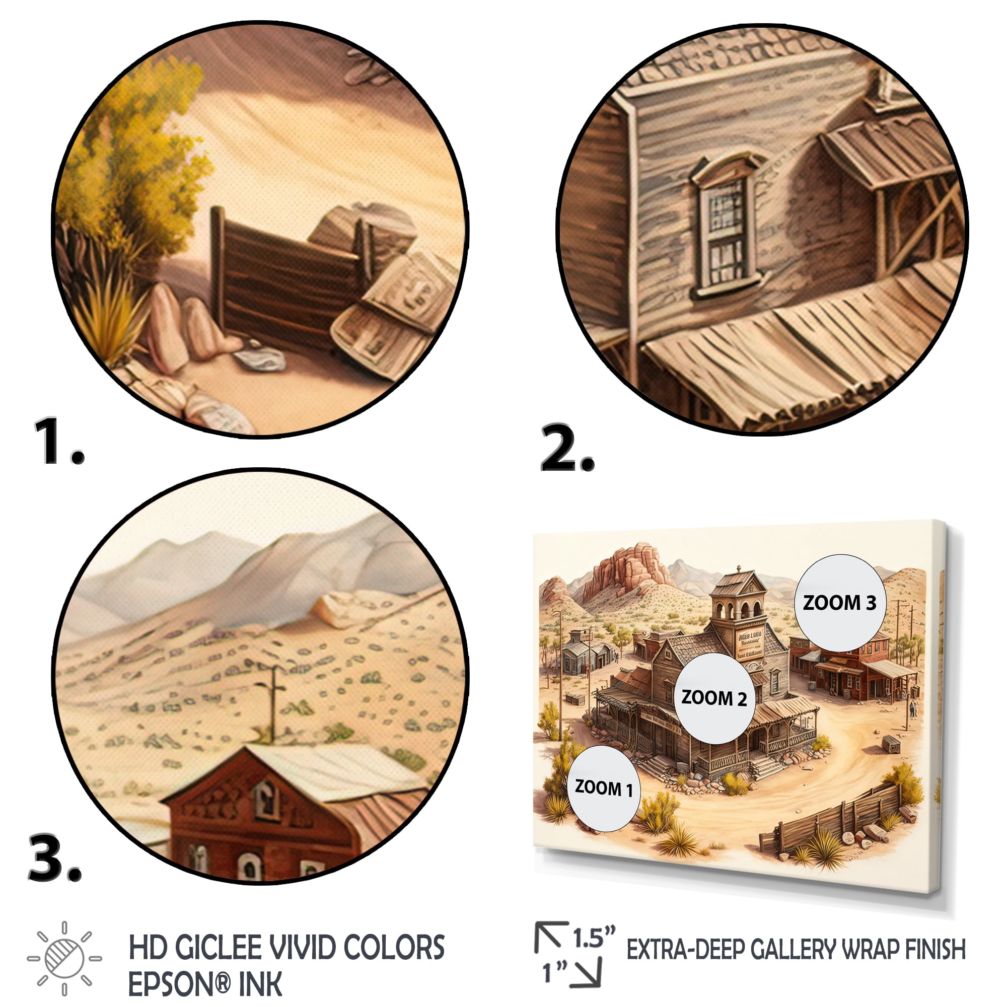 Designart Arizona Wild West Town I Canvas Wall Art