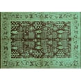 thumbnail image 1 of Ahgly Company Machine Washable Indoor Rectangle Oriental Turquoise Blue Industrial Area Rugs, 7' x 10', 1 of 4