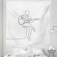 thumbnail image 1 of Guitarist Tapestry, One Line Art Illustration Drawing a Person Sing and Play Acoustic Guitar, Fabric Wall Hanging Decor for Bedroom Living Room Dorm, 5 Sizes, White and Dark Grey, by Ambesonne, 1 of 1