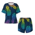 thumbnail image 4 of Lsque Abstract Bright Pineapple Fruit Retro Women's Short-Sleeved Pajama Set - 2 Piece Soft and Lightweight Sleepwear Set-3X-Large, 4 of 9