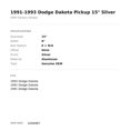 thumbnail image 3 of 1991-1993 Dodge Dakota Pickup 15" Silver OEM Factory Wheel Rim 4284987, 3 of 3