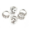 thumbnail image 5 of 5pcs Moon & Flower Alloy with Crystal Rhinestone Cuff Rings Platinum Inner Diameter: 16~17mm, 5 of 5