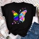 thumbnail image 4 of Nueva Camiseta De Mariposa Púrpura Con Estampado De Pétalos De Flores Para Mujer , Manga Corta , Cuello Redondo , Casual Versátil , Tops Ropa De Primavera Y Verano, 4 of 4