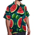 thumbnail image 2 of Watermelon Men's Printed Casual Button Down Short Sleeve Beach Shirts, 2 of 6