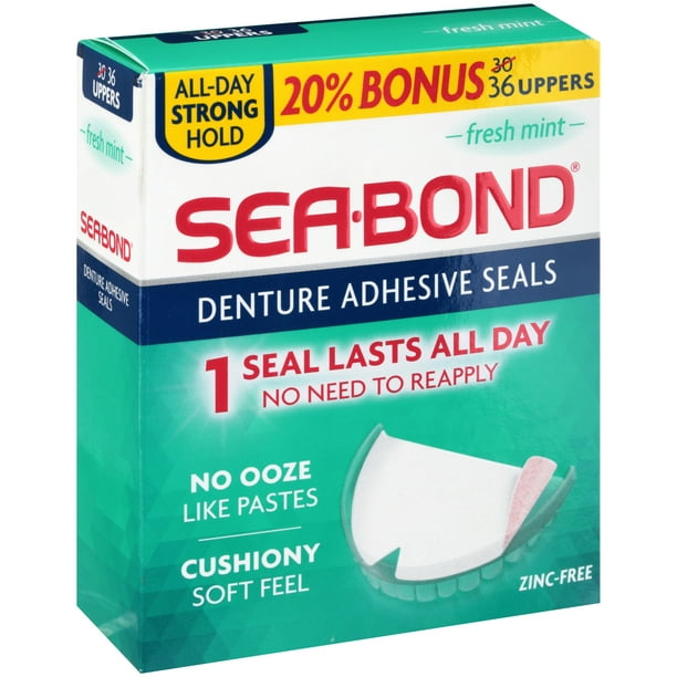 Sea-Bond® Fresh Mint Denture Adhesive Seals 36 ct Box - Walmart.com